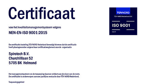 Spirotech ISO 9001 TUV Certificat